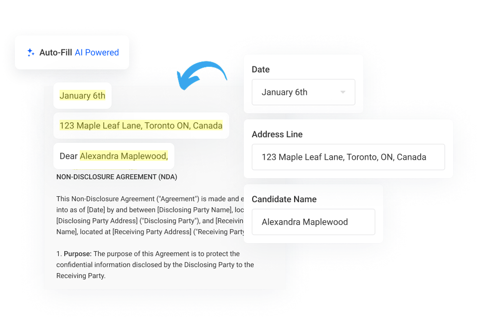 Offers & Agreements — auto-filled offer details with attached signature documents